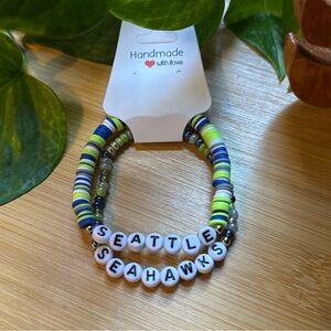 Seattle Seahawks Football Fan Bracelet Set - Flexible Fit - Sports Jewelry